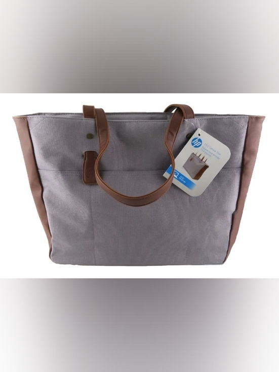 HP Handbags - HP Gray and Brown Laptop Tote Bag